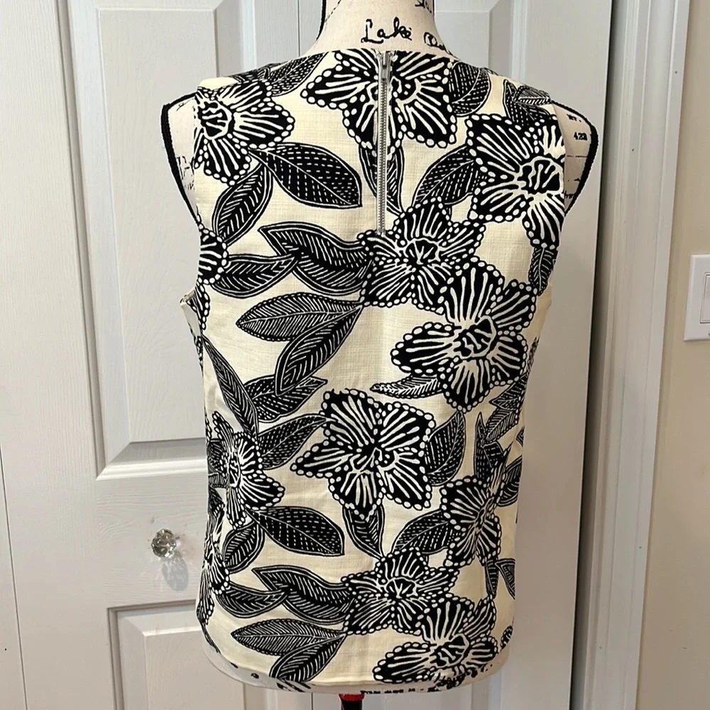 J. Crew Black and Orange Floral Top
